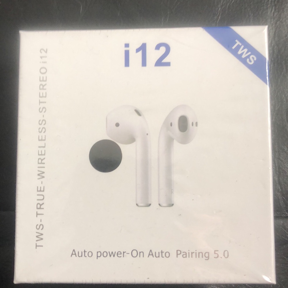 Portable Bluetooth rechargeable earbuds.